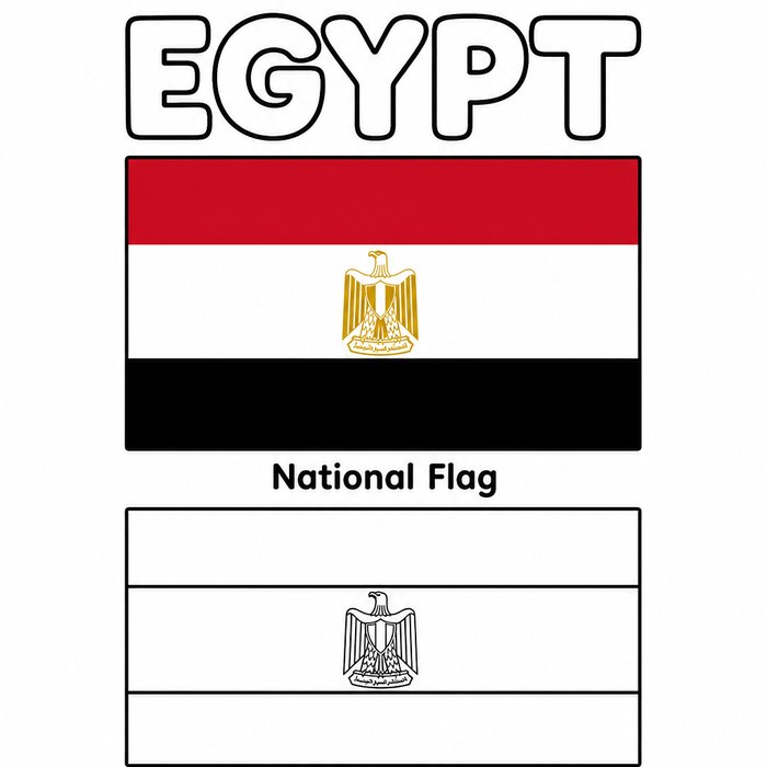 Egypt flag and map coloring card